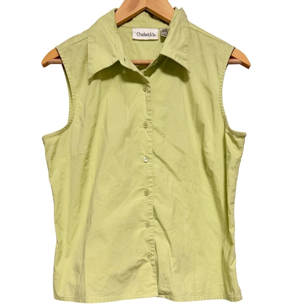 Chadwick's Sleeveless Top Size 16 Lime Green OfficeCore Workwear Minimalist Chic